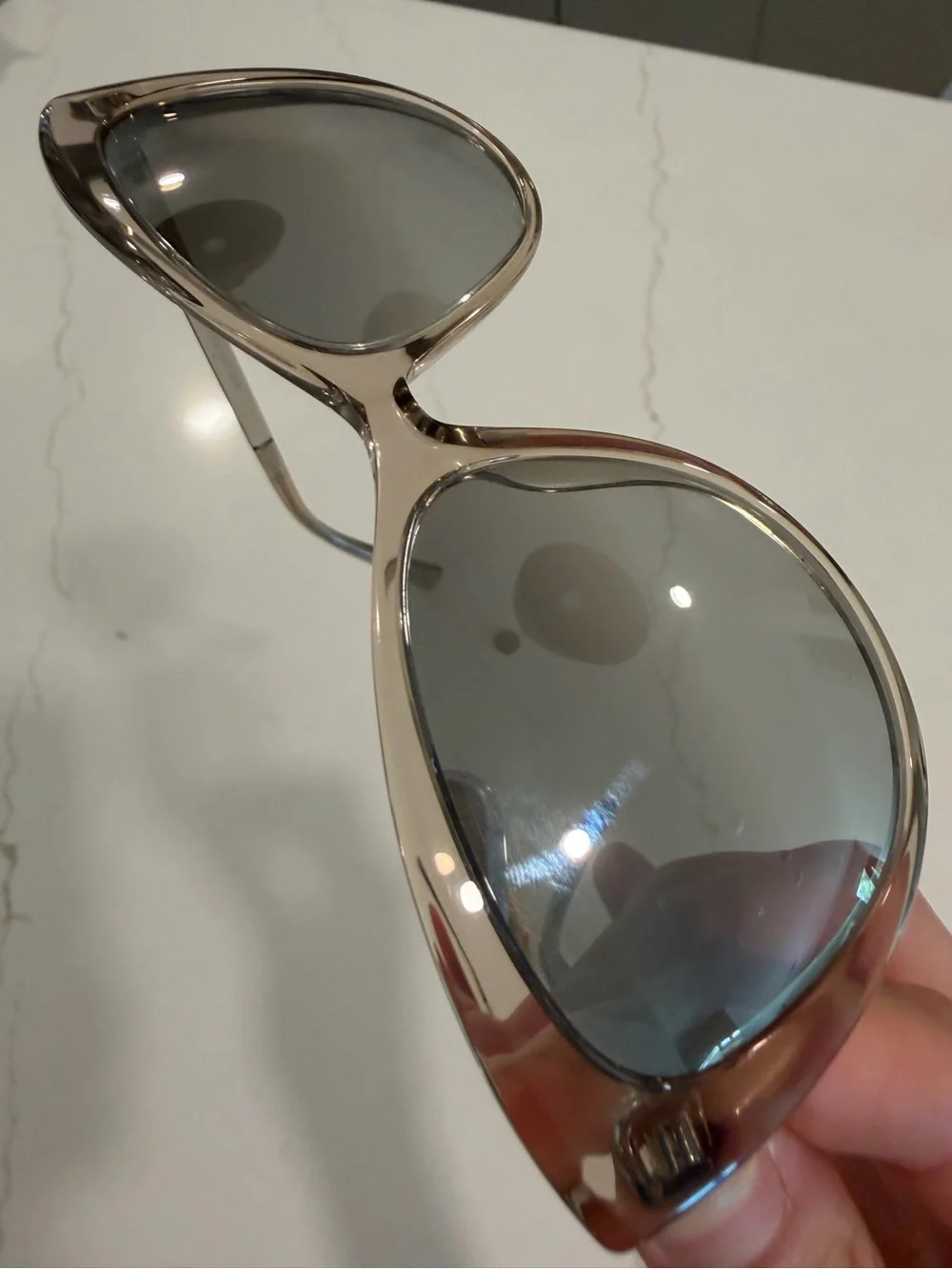 Versace Cat-Eye Sunglasses in Light Beige and Black